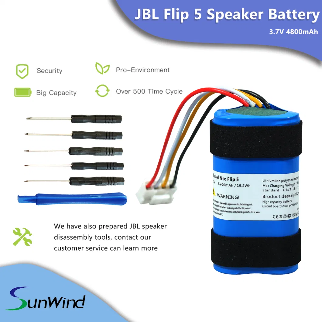 wireless Speaker Battery for Jbl Flip5 3.7V 4800mAh